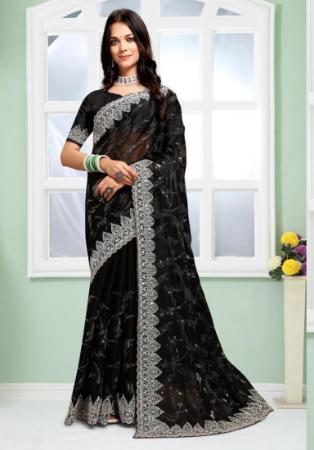 Picture of Ravishing Organza Black Saree