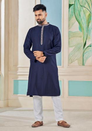 Picture of Fine Chiffon Navy Blue Kurtas