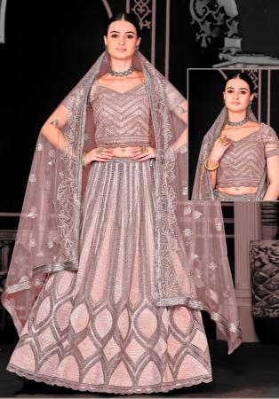 Picture of Elegant Net Rosy Brown Lehenga Choli