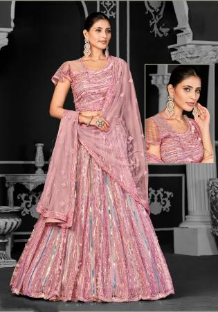 Picture of Amazing Net Pale Violet Red Lehenga Choli