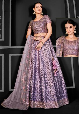 Picture of Exquisite Net Dark Magenta Lehenga Choli