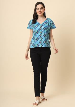 Picture of Resplendent Crepe Light Steel Blue Kurtis & Tunic