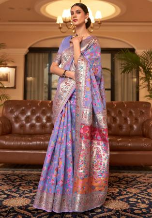 Picture of Beautiful Silk Light Slate Grey Saree