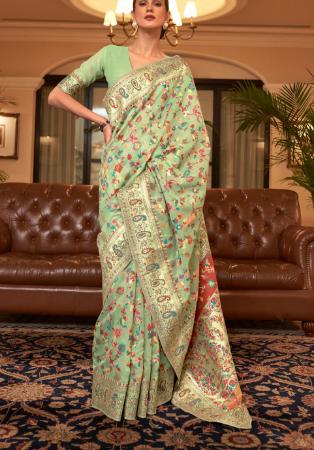 Picture of Gorgeous Silk Pale Golden Rod Saree