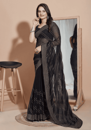 Picture of Elegant Silk Black Saree