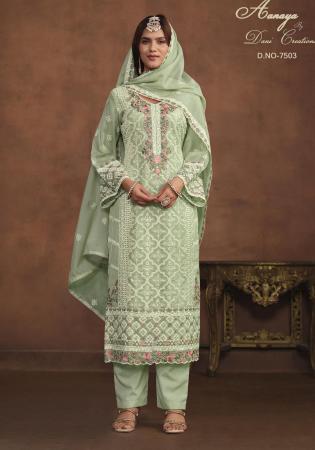 Picture of Organza Rosy Brown Straight Cut Salwar Kameez