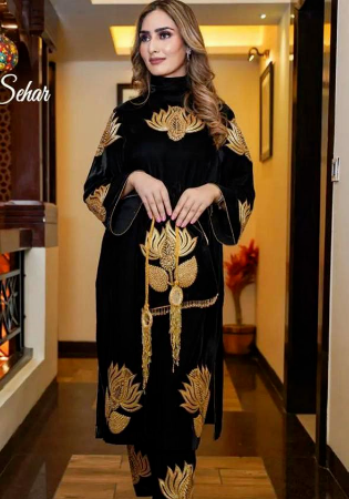 Picture of Beautiful Chiffon Black Readymade Salwar Kameez