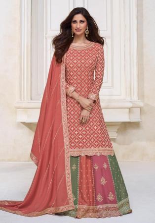 Picture of Stunning Chiffon Chocolate Straight Cut Salwar Kameez