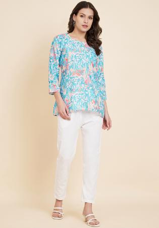 Picture of Beauteous Crepe Powder Blue Kurtis & Tunic