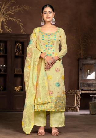 Picture of Light Golden Rod Yellow Straight Cut Salwar Kameez