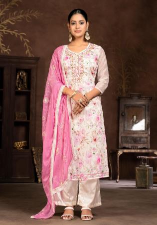 Picture of Rayon & Organza Plum Straight Cut Salwar Kameez