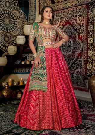 Picture of Chiffon & Satin Deep Pink Readymade Lehenga Choli