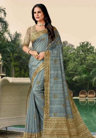 Picture of Pretty Silk Light Slate Grey Saree