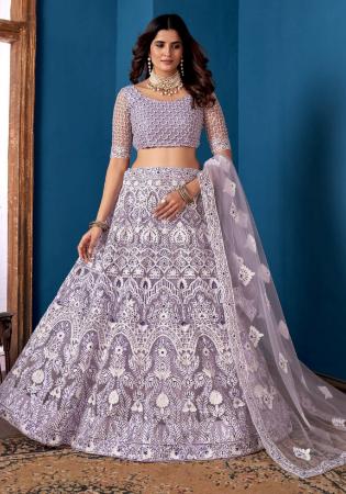 Picture of Bewitching Net Grey Lehenga Choli