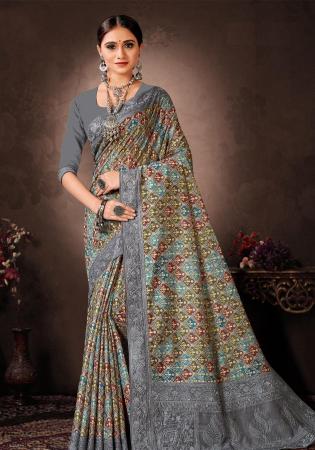 Picture of Magnificent Silk Dark Sea Green Saree