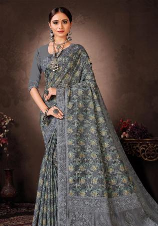 Picture of Admirable Silk Slate Grey Saree