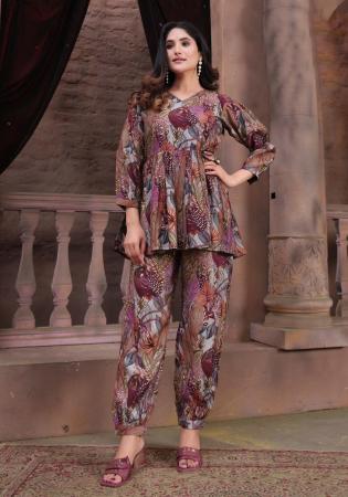 Picture of Wonderful Chiffon Rosy Brown Kurtis & Tunic