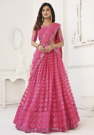 Picture of Sublime Net Pink Lehenga Choli