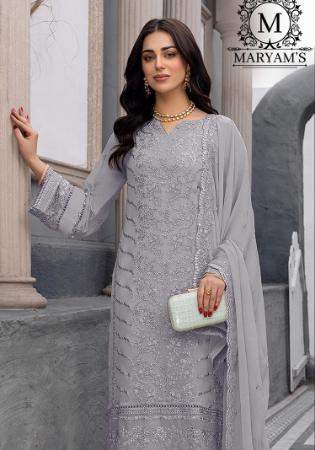 Picture of Georgette Light Slate Grey Straight Cut Salwar Kameez