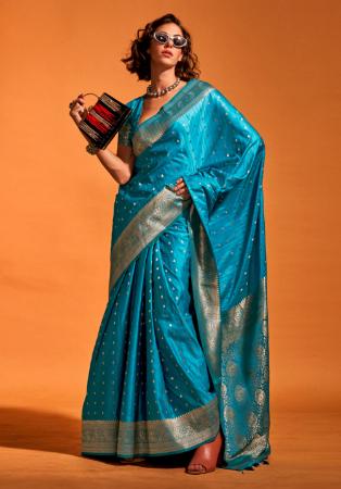 Picture of Beautiful Silk Teal Saree