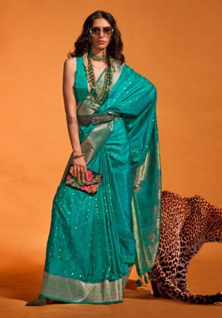 Picture of Delightful Silk Medium Turquoise Saree