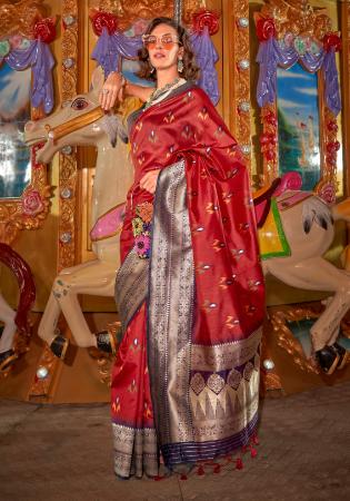 Picture of Delightful Silk Indian Red Saree