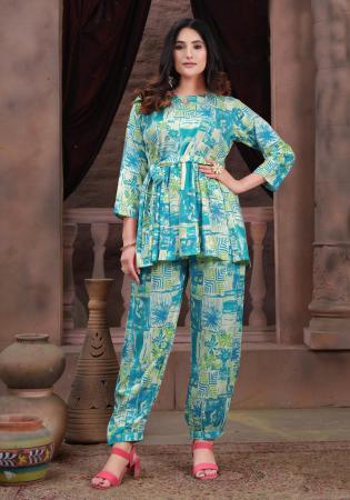 Picture of Amazing Chiffon Medium Aqua Marine Kurtis & Tunic