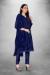 Picture of Organza Midnight Blue Straight Cut Salwar Kameez