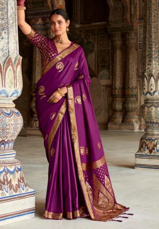 Picture of Lovely Satin & Silk Purple Saree