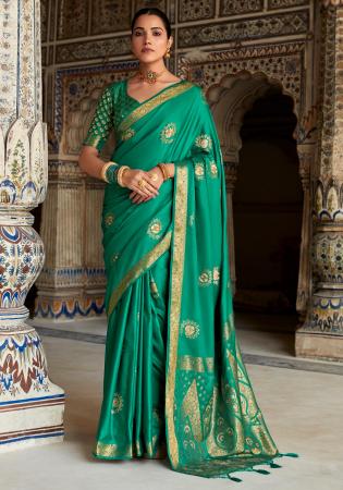 Picture of Ravishing Satin & Silk Teal Saree