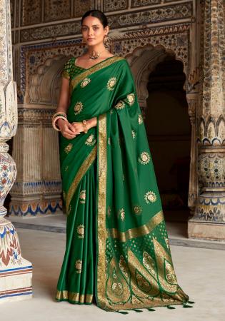 Picture of Marvelous Satin & Silk Dark Green Saree