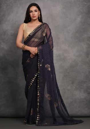 Picture of Ravishing Georgette Dark Slate Grey Saree