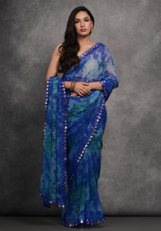 Picture of Resplendent Georgette Midnight Blue Saree