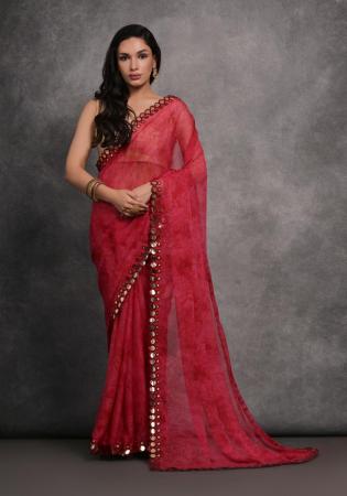 Picture of Shapely Georgette Fire Brick Saree