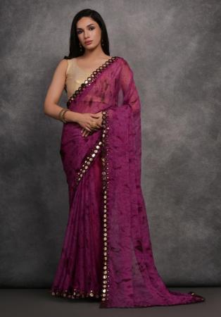 Picture of Grand Georgette Saddle Brown Saree