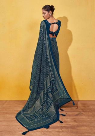 Picture of Comely Georgette Dark Slate Grey Saree