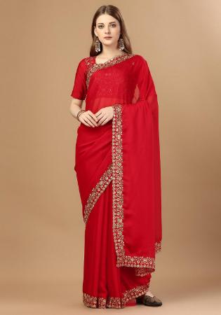 Picture of Radiant Silk Crimson Saree