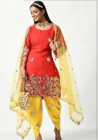 Picture of Lovely Georgette Crimson Straight Cut Salwar Kameez