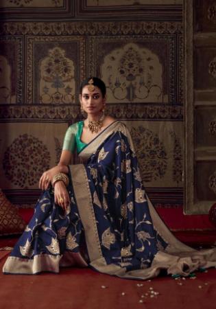 Picture of Nice Crepe & Georgette Midnight Blue Saree