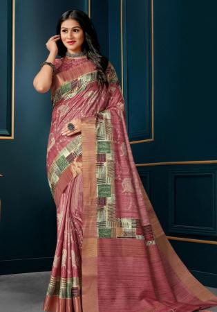 Picture of Elegant Silk Rosy Brown Saree