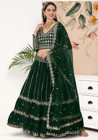 Picture of Pretty Georgette Forest Green Lehenga Choli