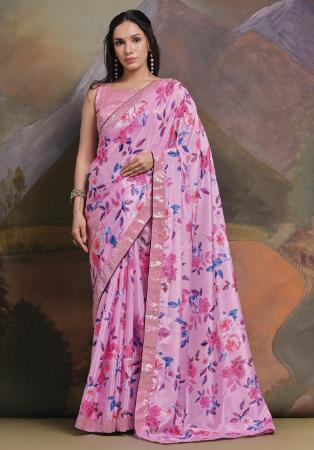 Picture of Ravishing Chiffon Pink Saree
