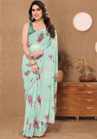 Picture of Beauteous Georgette Dark Sea Green Saree