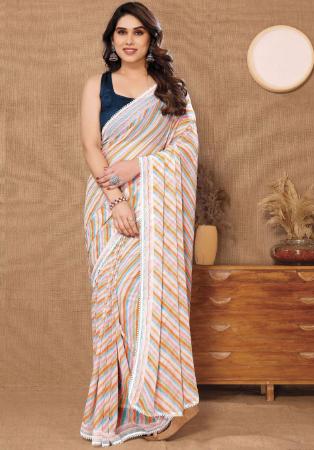 Picture of Marvelous Georgette Light Salmon Saree