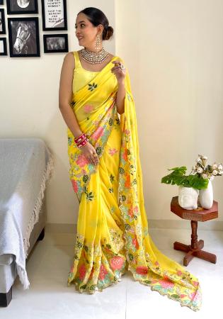 Picture of Grand Georgette Yellow Saree