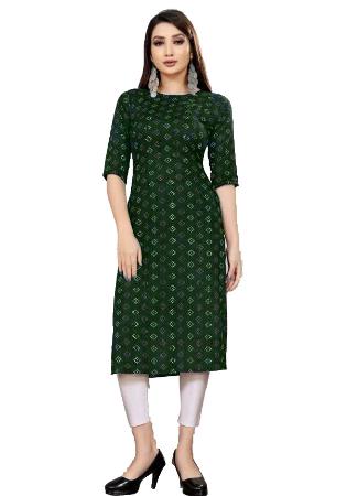 Picture of Well Formed Cotton Forest Green Kurtis & Tunic