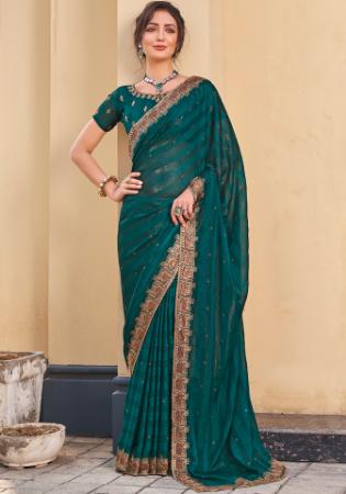 Picture of Pretty Silk Teal Saree