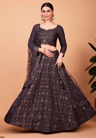 Picture of Wonderful Silk Dim Gray Lehenga Choli