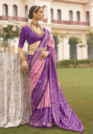 Picture of Enticing Silk Pale Violet Red Saree