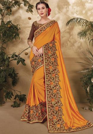 Picture of Stunning Silk Sandy Brown Saree